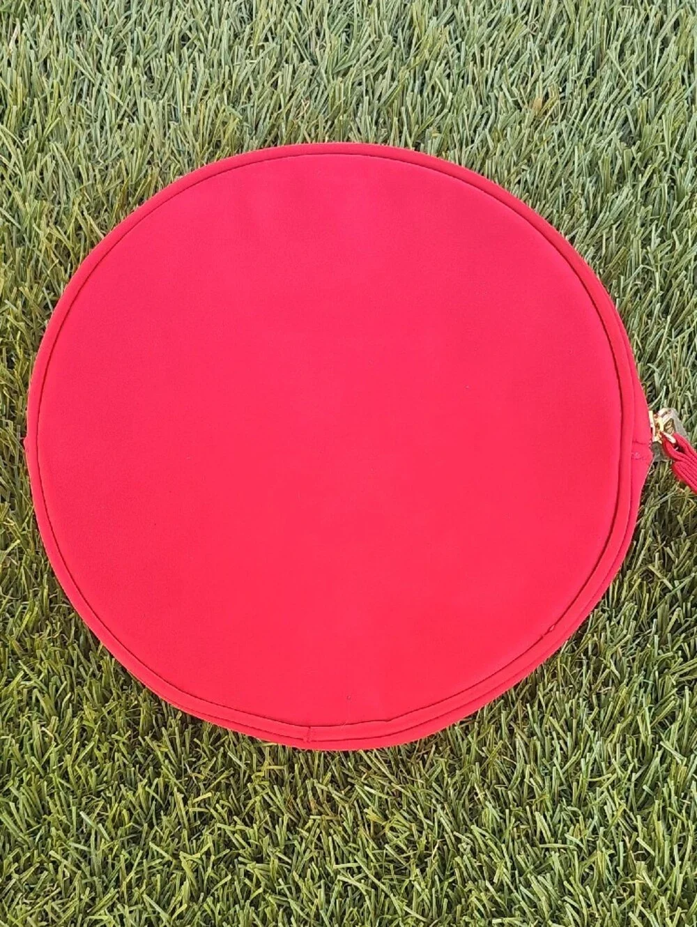 Giorgio Armani Red Round Wristlet Clutch with Gold Logo